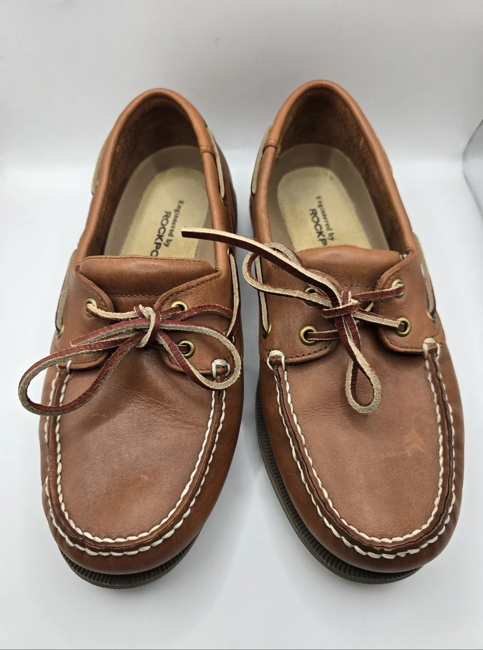 Rockport Men's Brown Leather Lace Up Boat/Deck Shoes. Size 8.5